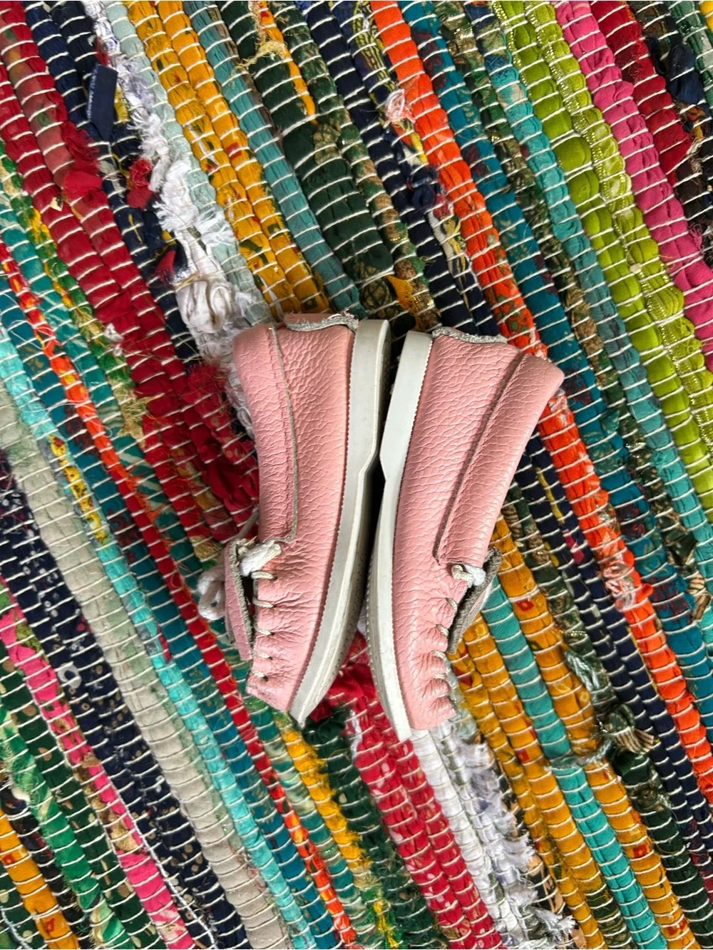 Vintage Infant Pink Beaded Moccasin Slip-On Shoes Toddler 3